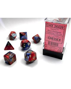 Gemini Polyhedral Blue-Red/gold 7-Die Set