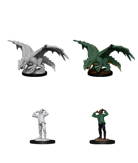 D&D Nolzur's Marvelous Miniatures: Green Dragon Wyrmling & Afflicted Elf