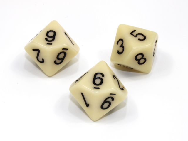 Loose Polyhedral d10 Opaque-Ivory/black