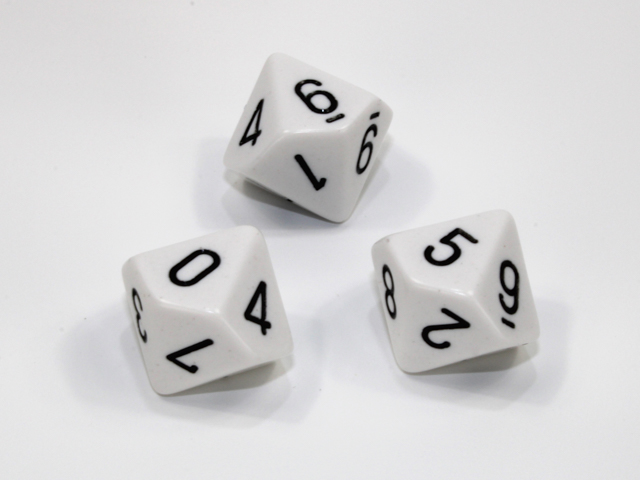 Loose Polyhedral d10 Opaque-White/black