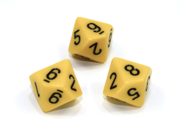 Loose Polyhedral d10 Opaque-Yellow/black