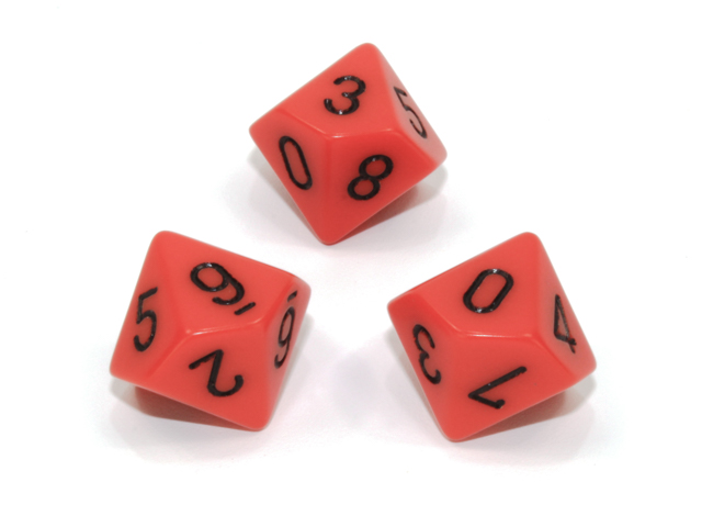 Loose Polyhedral d10 Opaque-Orange/black