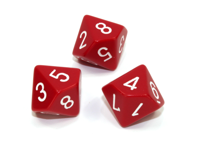 Loose Polyhedral d10 Opaque-Red/white