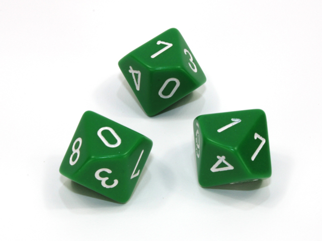 Loose Polyhedral d10 Opaque-Green/white