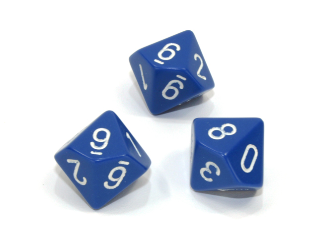 Loose Polyhedral d10 Opaque-Blue/white