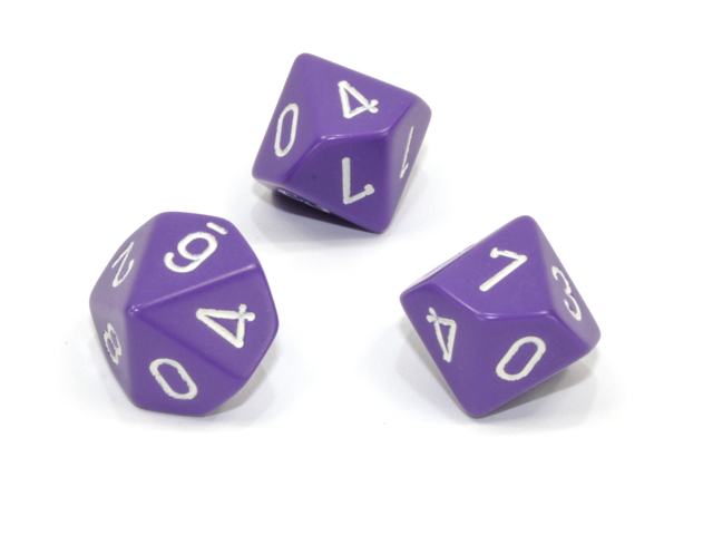 Loose Polyhedral d10 Opaque-Purple/white