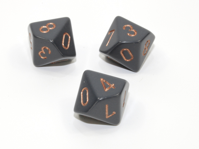 Loose Polyhedral d10 Opaque-Dark Grey/copper