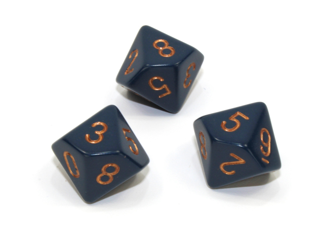 Loose Polyhedral d10 Opaque-Dusty Blue/gold