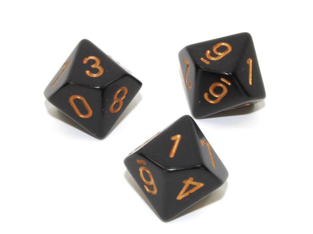 Loose Polyhedral d10 Opaque-Black/gold