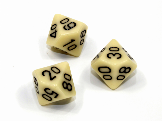 Loose Polyhedral d10s Opaque-Ivory/black