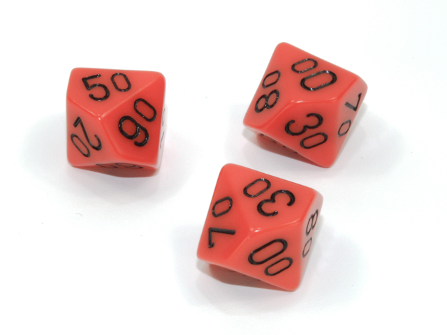 Loose Polyhedral d10s Opaque-Orange/black