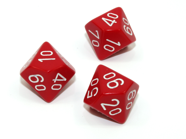 Loose Polyhedral d10s Opaque-Red/white