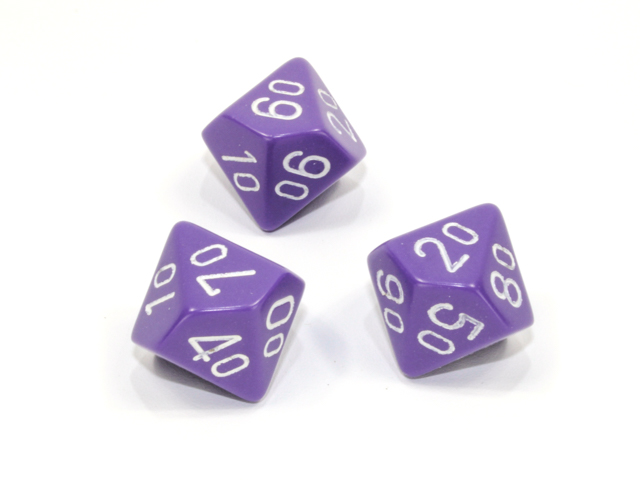 Loose Polyhedral d10s Opaque-Purple/white