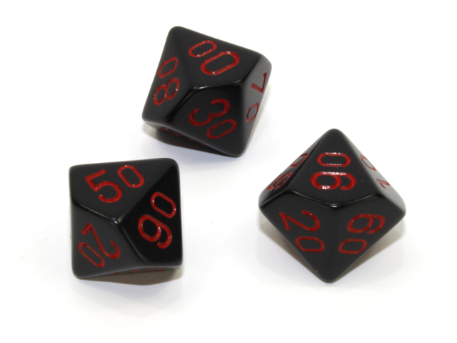 Loose Polyhedral d10s Opaque-Black/red