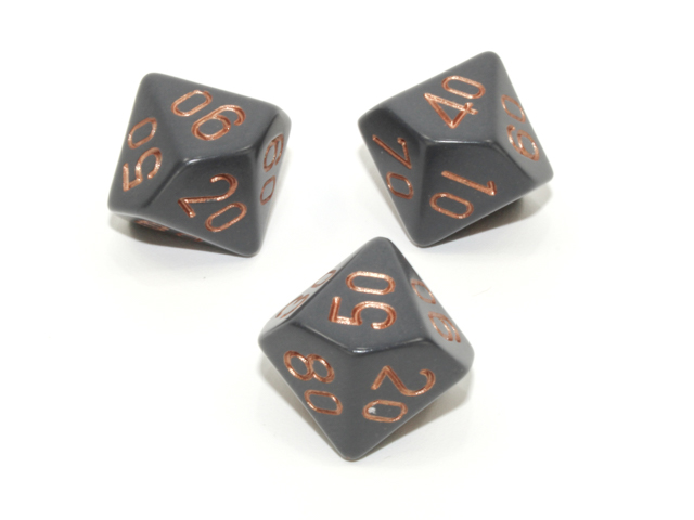 Loose Polyhedral d10s Opaque-Dark Grey/copper