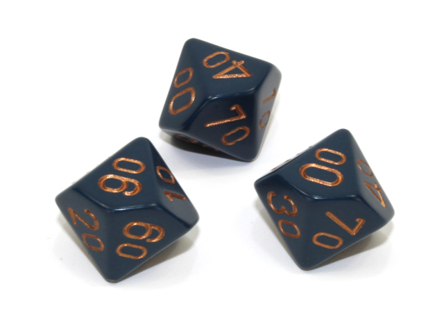 Loose Polyhedral d10s Opaque-Dusty Blue/gold