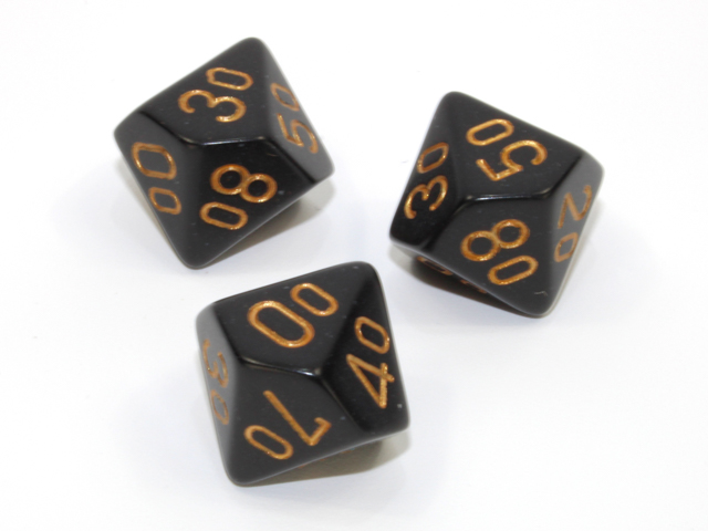 Loose Polyhedral d10s Opaque-Black/gold