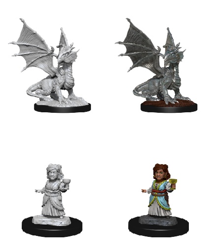 [WZK-90153] D&D Nolzur's Marvelous Miniatures: Silver Dragon Wyrmling & Halfling Dragon Friend