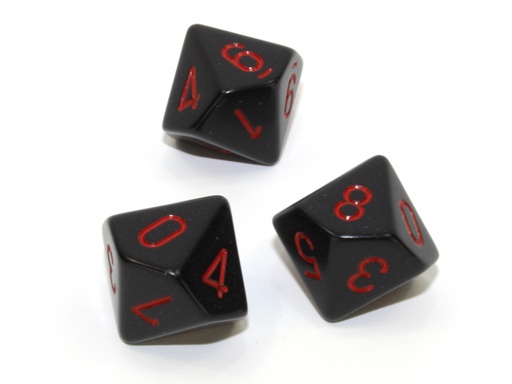 [CHX-PQ1018] Loose Polyhedral d10 Opaque-Black/red