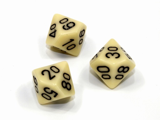 [CHX-PQ1100] Loose Polyhedral d10s Opaque-Ivory/black