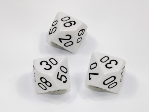 [CHX-PQ1101] Loose Polyhedral d10s Opaque-White/black