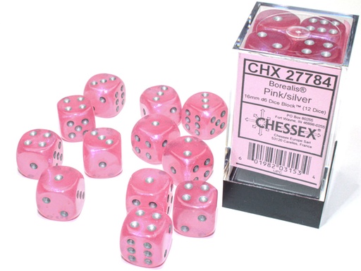 [CHX-27784] 16mm Dice Set Borealis-Pink/silver