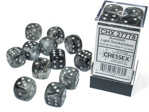 [CHX-27778] 16mm Dice Set Borealis-Light Smoke/silver