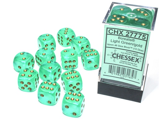 [CHX-27775] 16mm Dice Set Borealis-Light Green/gold