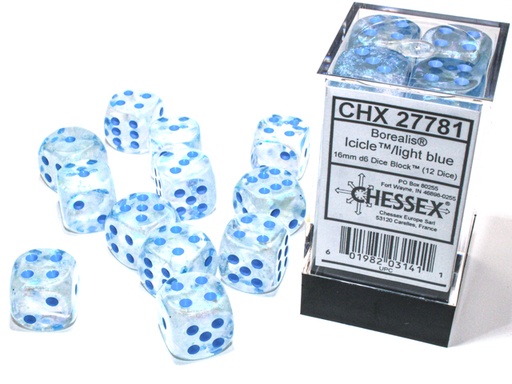 [CHX-27781] 16mm Dice Set Borealis-Icicle/light blue